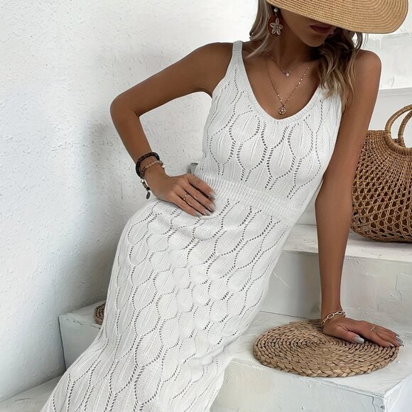 Midi Length Knit Dress Coverup in Ivory L - Picture 2 of 13